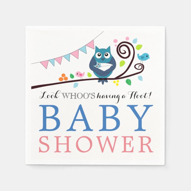 Serviette En Papier Baby shower de Chouette lunaire (Devant)