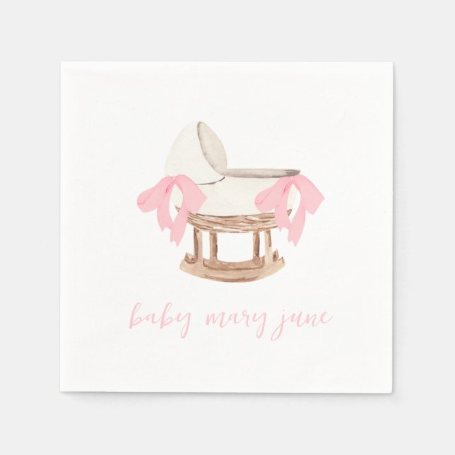 Serviette En Papier Baby shower de cordes rose personnalisé (Devant)