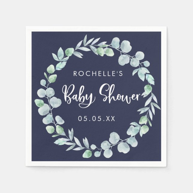Serviette En Papier Baby shower de couronne botanique moderne Napkin (Devant)