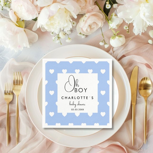 Serviette En Papier Baby shower de couronne cardiaque (Heart Pattern Baby Shower Napkins with your name and date.)