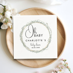 Serviette En Papier Baby shower de couronne simple à eucalyptus