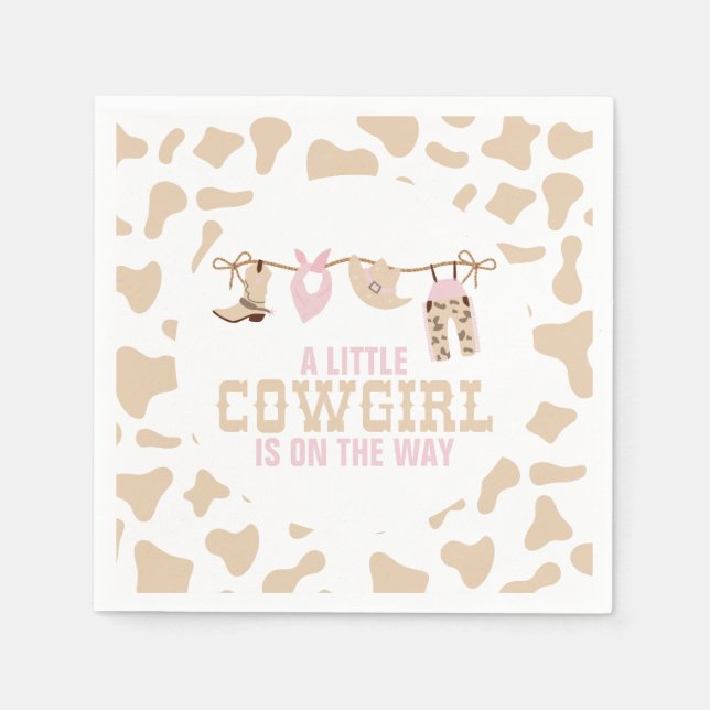 Serviette En Papier Baby shower de cowgirl occidentale rose (Devant)