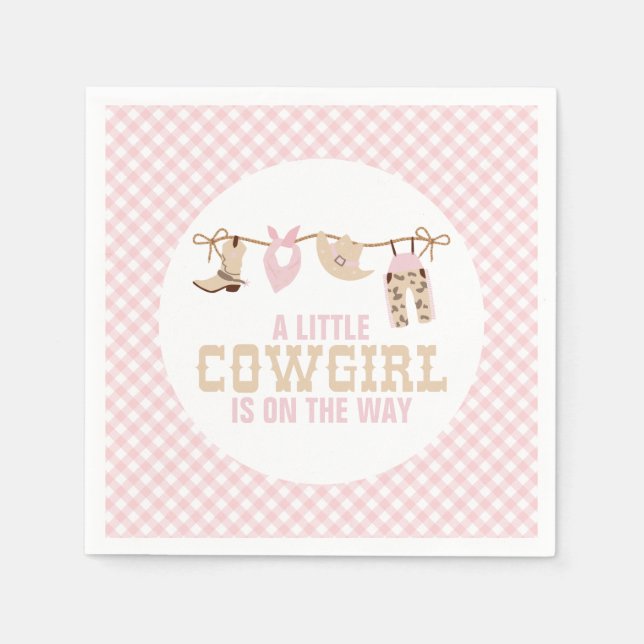 Serviette En Papier Baby shower de cowgirl occidentale rose (Devant)