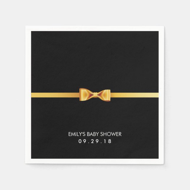 Serviette En Papier Baby shower de Cravate simple Gold Bow (Devant)