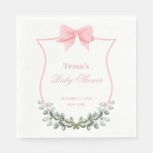 Serviette En Papier Baby shower de crête Eucalyptus Pink Elegant