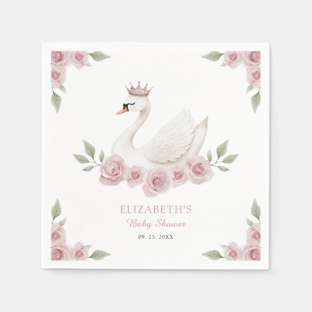 Serviette En Papier Baby shower de cygne (Devant)