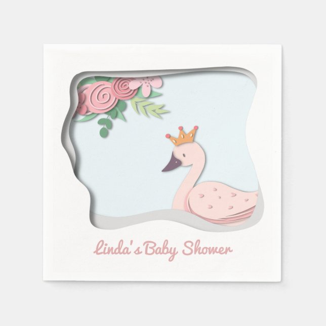 Serviette En Papier Baby shower de cygne mignonne (Devant)