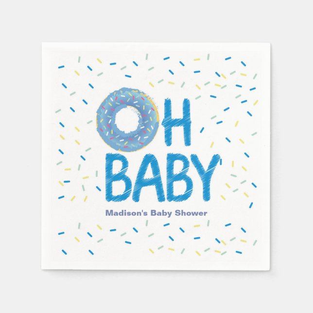 Serviette En Papier Baby shower de Donut bleu Napkin (Devant)