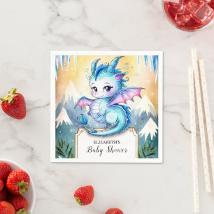 Serviette En Papier Baby shower de dragon Whimsical Watercolor