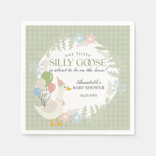 Serviette En Papier Baby shower de En vichy floral d'oie soie verte