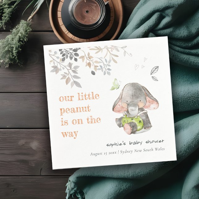 Serviette En Papier Baby shower de feuillage d'éléphant de petite arac (Créateur téléchargé)