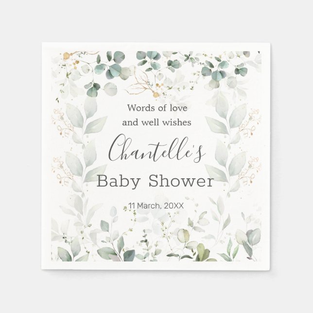 Serviette En Papier Baby shower de feuillage Eucalyptus (Devant)