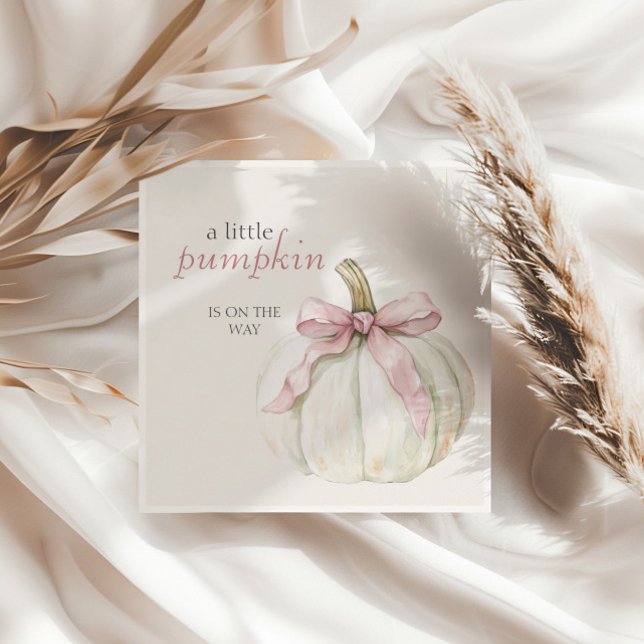 Serviette En Papier Baby shower de fille blanche petite Citrouille ros (Créateur téléchargé)