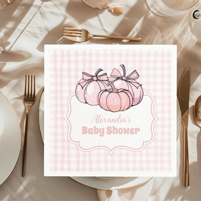 Serviette En Papier Baby shower de fille Citrouille rose (Créateur téléchargé)