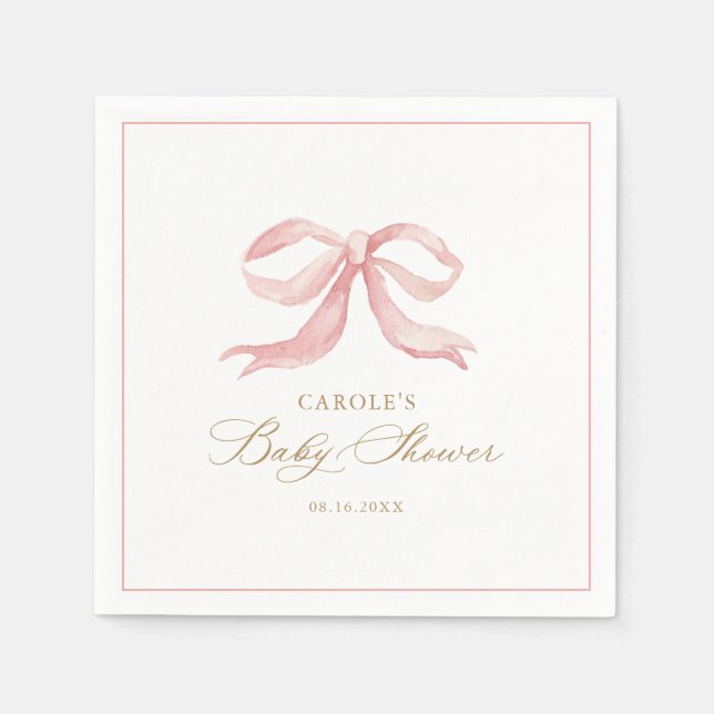Serviette En Papier Baby shower de fille de garçon de garçon rose (Devant)