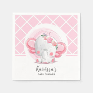 Serviette En Papier Baby shower de fille d'éléphant rose