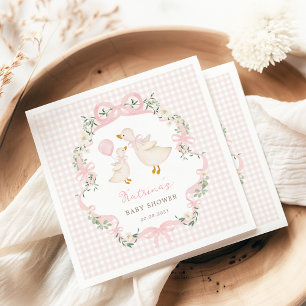 Serviette En Papier Baby shower de fille d'oie En vichy rose