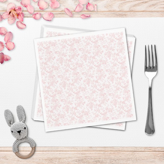 Serviette En Papier Baby shower de fille en toile de cou rose (Pink Bow Toile Girl Baby Shower Napkins)