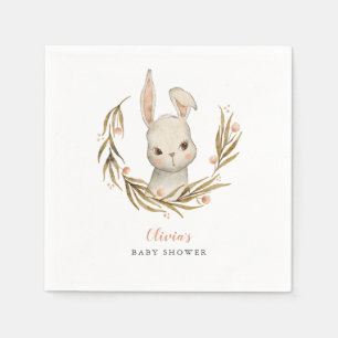 Serviette En Papier Baby shower de filles à thème Bunny Woodland