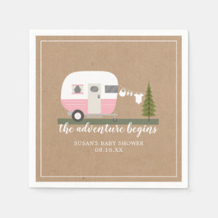 Serviette En Papier Baby shower de filles de Camper Camper Vintage Tra