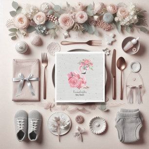 Serviette En Papier Baby shower de Flamant rose Ballerina à l'eau d'ar