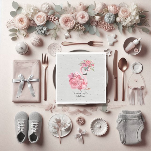 Serviette En Papier Baby shower de Flamant rose Ballerina à l'eau d'ar (Créateur téléchargé)