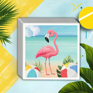 Serviette En Papier Baby shower de Flamant rose rose Summer Beach
