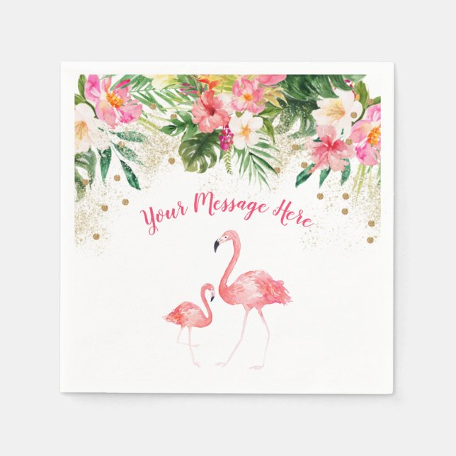 Serviette En Papier Baby shower de Flamant rose tropical (Devant)