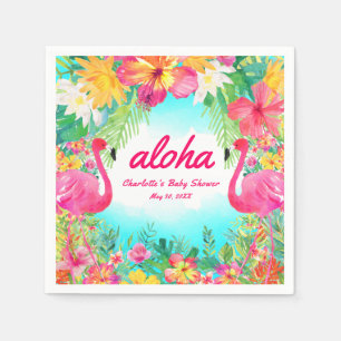 Serviette En Papier Baby shower de Flamant rose tropical Aloha Luau