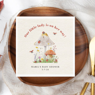 Serviette En Papier Baby shower de fleurs de champignons de la petite