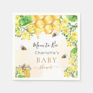 Serviette En Papier Baby shower de fleurs jaunes d'abeilles
