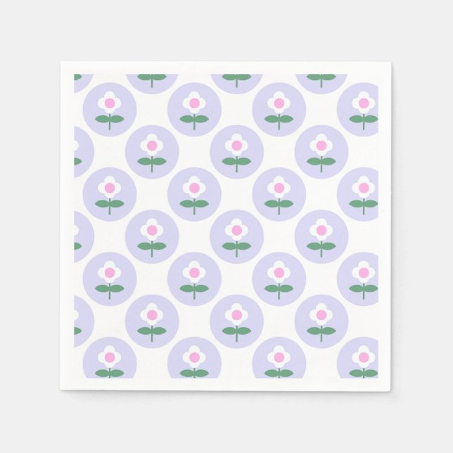 Serviette En Papier Baby shower de fleurs mauve de marguerite en fleur (Devant)