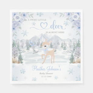 Serviette En Papier Baby shower de Flocon de neige Bleu Cerf d'hiver