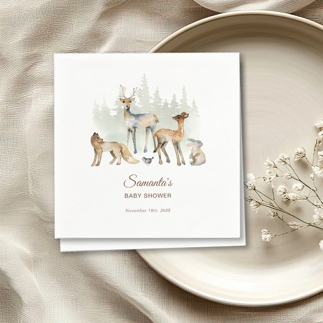 Serviette En Papier Baby shower de forêt d'animaux (Créateur téléchargé)