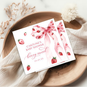 Serviette En Papier Baby shower de fraise Coquette Bow