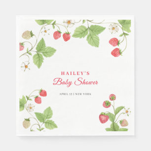 Serviette En Papier Baby shower de fraise doux simple