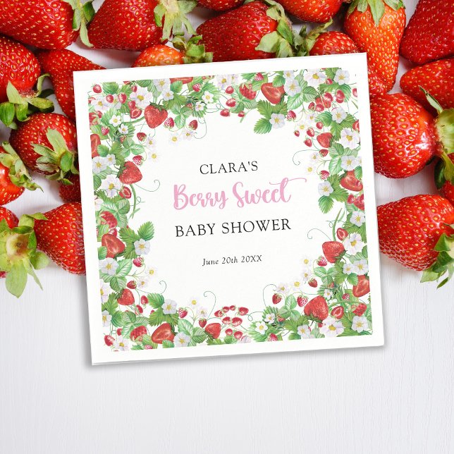 Serviette En Papier Baby shower de fraises Berry Sweet Napkins (Créateur téléchargé)