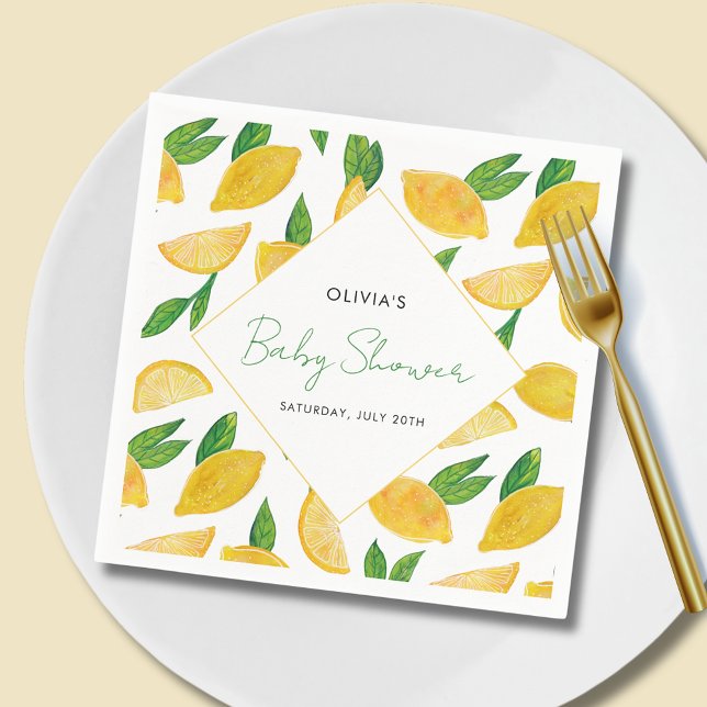 Serviette En Papier Baby shower de fruits Citrus Lemon (Lemon Baby Shower Party Collection Paper Napkin)