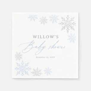 Serviette En Papier Baby shower de garçon Blue Snowflake