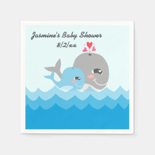 Serviette En Papier Baby shower de garçon de baleine mignonne