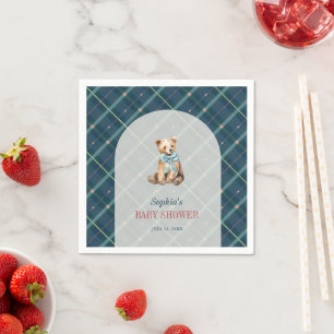 Serviette En Papier Baby shower de garçon d'ours en peluche bleu marin