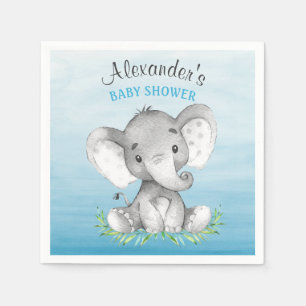 Serviette En Papier Baby shower de garçon Elephant aquarelle