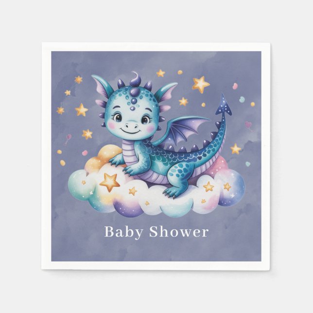 Serviette En Papier Baby shower de garçon Little Star Dragon (Devant)