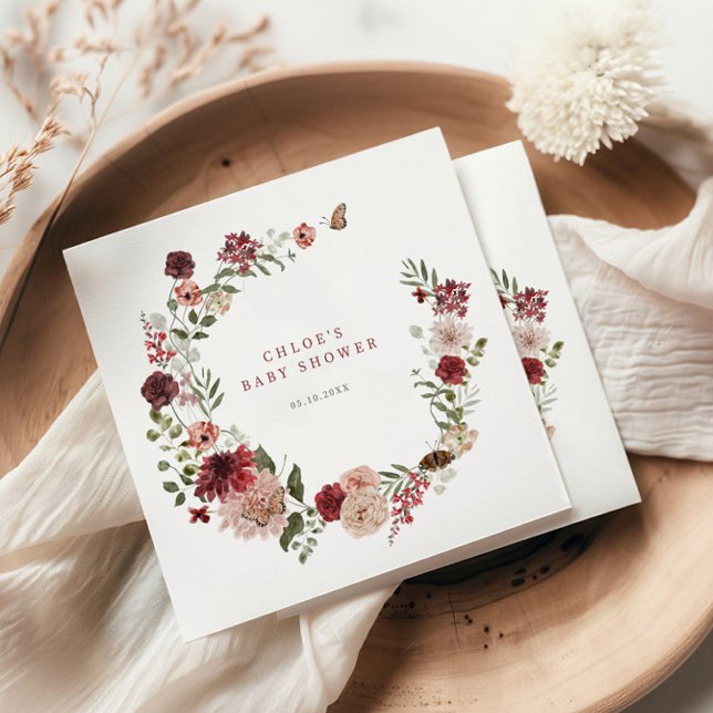 Serviette En Papier Baby shower de germe floral délicieuse automne (Créateur téléchargé)