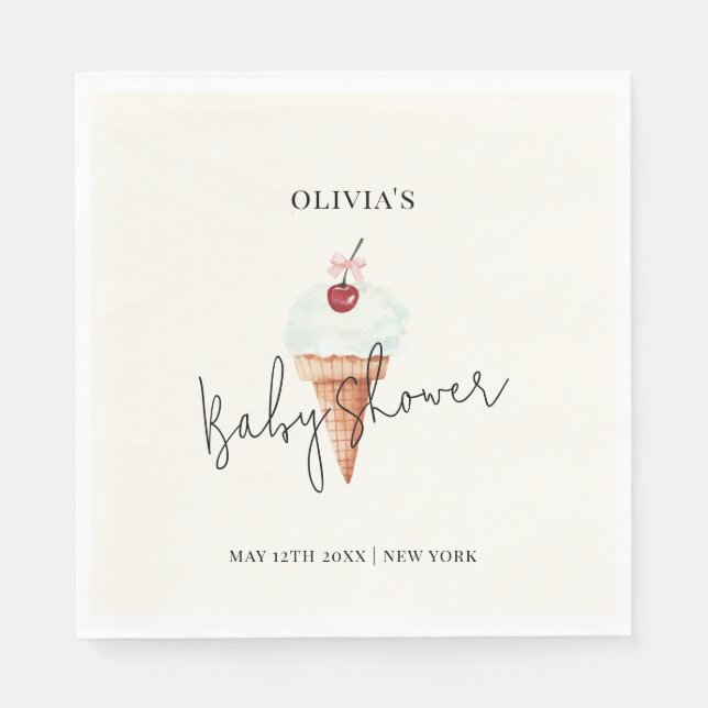 Serviette En Papier Baby shower de glace à la crème glacée à la confit (Devant)