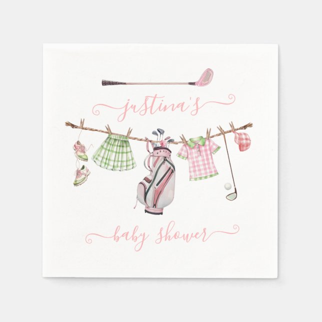 Serviette En Papier Baby shower de golf Preppy Girl (Devant)