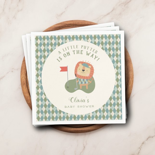Serviette En Papier Baby Shower de Golf Un Petit Putter Préparé Argyle (A stylish finishing touch for your “Little Putter” golf themed baby shower celebration.)