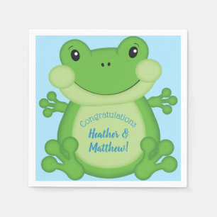 Serviette En Papier Baby shower de grenouille bleu
