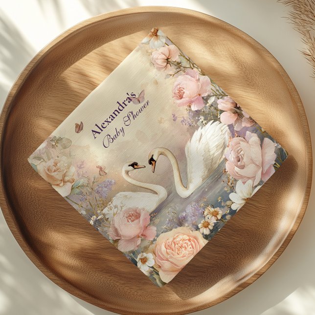 Serviette En Papier Baby shower de jardin du lac Swan (Créateur téléchargé)