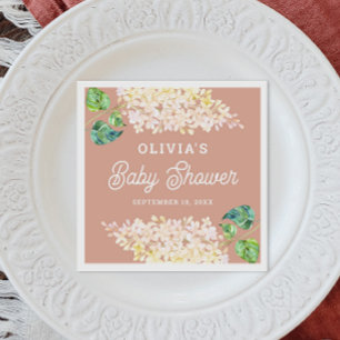 Serviette En Papier Baby shower de jardin fleuri rose pastel